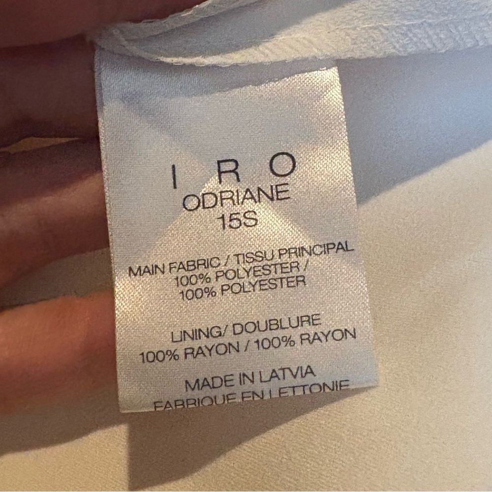 IRO Women White Odriane Front Cross Fold Up Cuffs Lined Mini Dress Size 38 - Picture 6 of 7